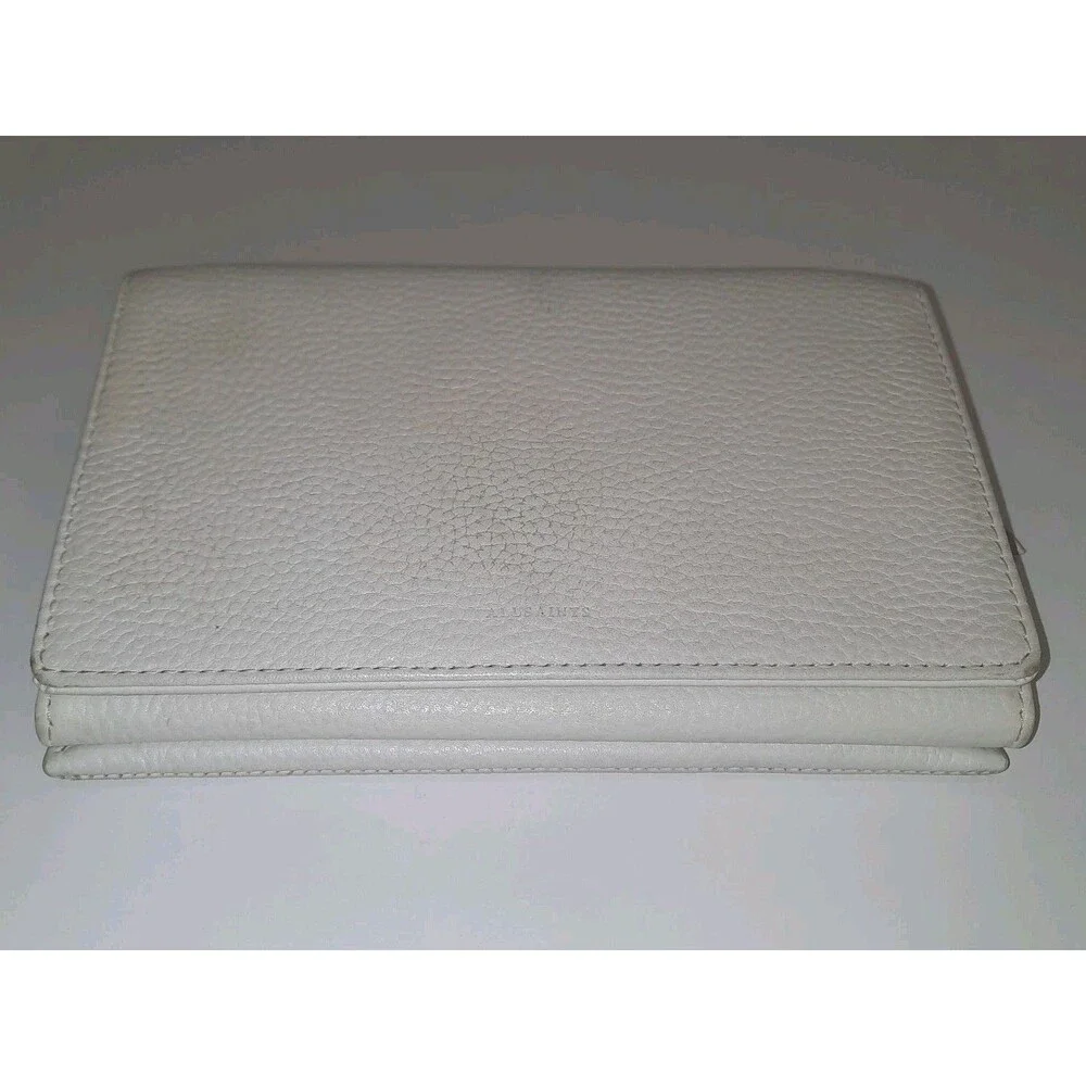 AllSaints Fetch Ecru Ivory Pebbled Leather Wallet Clutch Handbag Bag